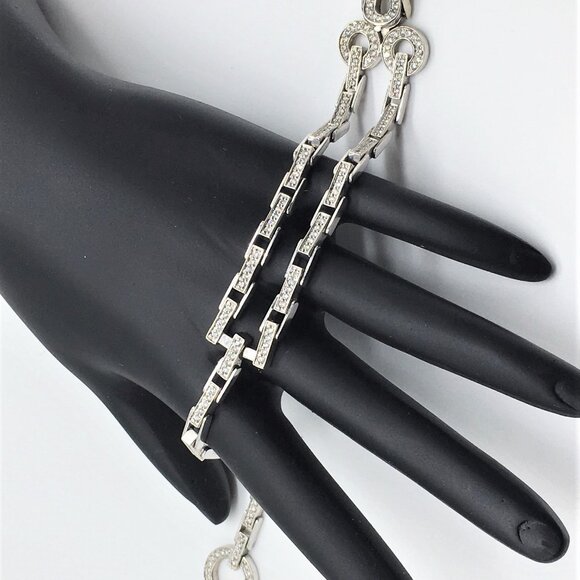 Diamond 14K White Gold Bracelet styled after rare Cartier Agrafe bracelet - Picture 1 of 8